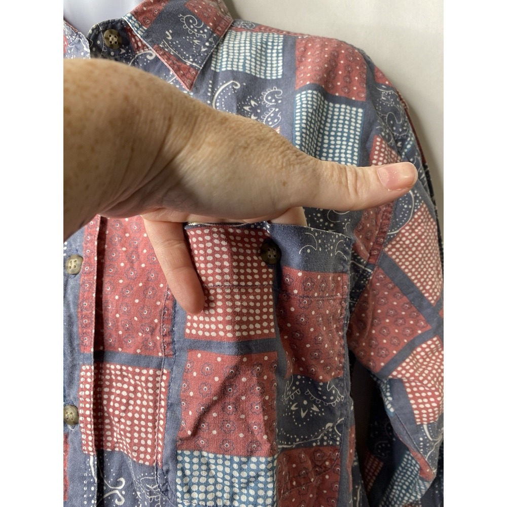 Vintage Bugle Boy Womens Bandana Shirt Size Small Western Patchwork Country 90's - Picture 4 of 13